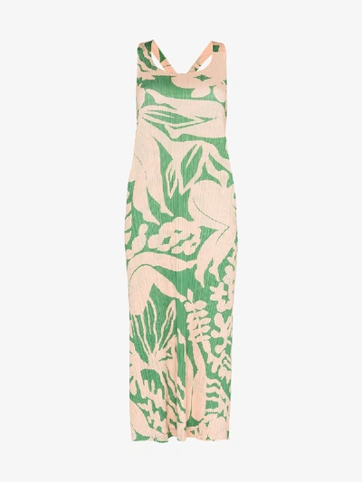 Shop Issey Miyake Pleats Please  Button Back Botanic Print Dress In 62 Multicoloured