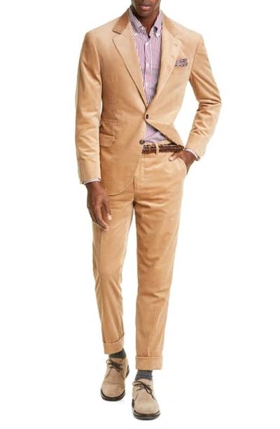 Shop Brunello Cucinelli Sea Island Corduroy Suit In Camel