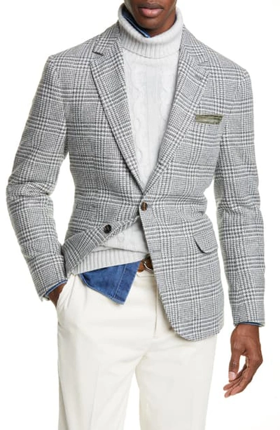 Shop Brunello Cucinelli Plaid Wool & Cashmere Sport Coat In Light Grey