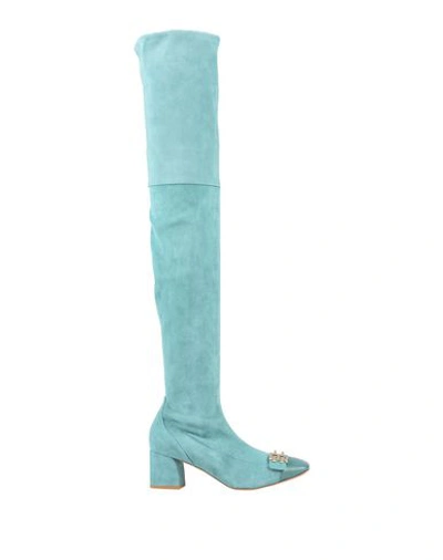 Shop Elisabetta Franchi Boots In Sky Blue