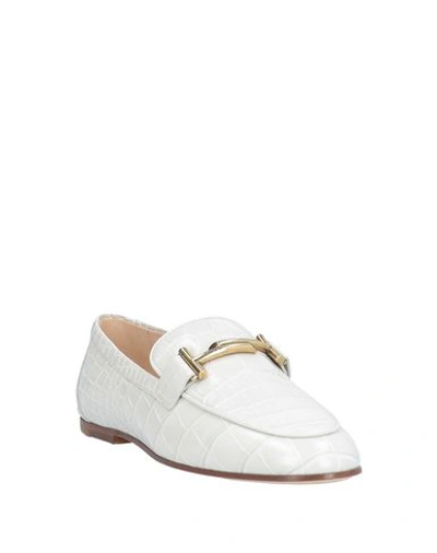 Shop Tod's Woman Loafers Ivory Size 4.5 Soft Leather In White
