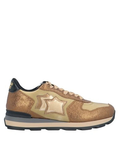 Shop Atlantic Stars Woman Sneakers Bronze Size 8 Soft Leather, Textile Fibers In Yellow