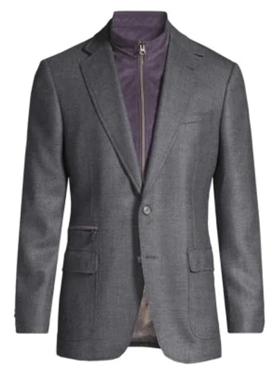 Shop Robert Graham Men's Classic-fit Downhill Woven Wool & Cashmere Single-breasted Blazer In Steel