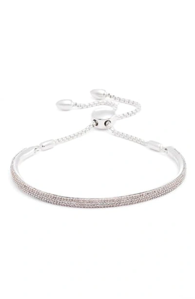 Shop Monica Vinader Stellar Pave Diamond Mini Bar Bracelet In Silver