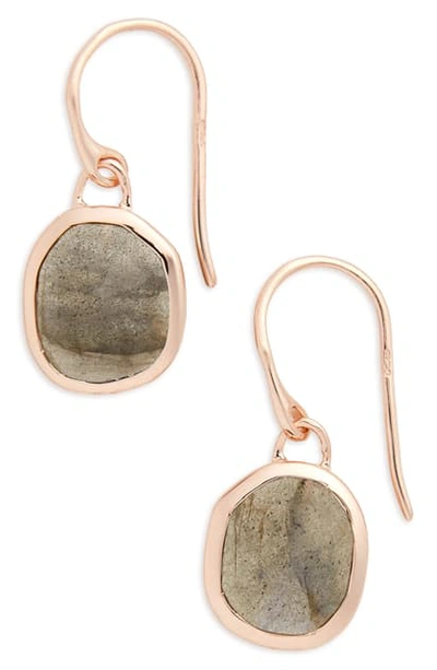 Shop Monica Vinader Siren Semiprecious Stone Drop Earrings In Labradorite/ Rose Gold