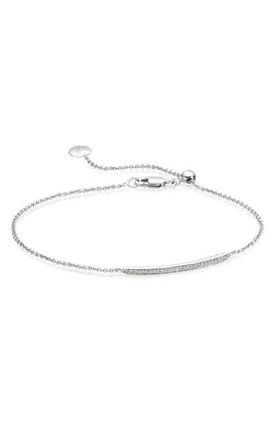 Shop Monica Vinader Skinny Diamond Bracelet In Silver/ Diamond