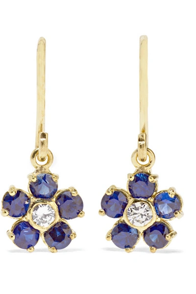 Shop Jennifer Meyer Large Flower 18-karat Gold, Diamond And Sapphire Earrings