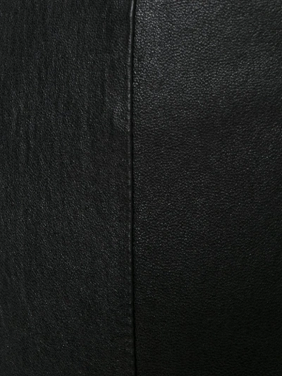 Shop Saint Laurent Mid Waist Leather Leggings In Black