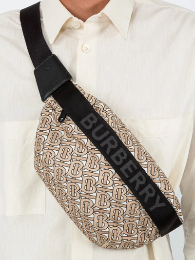 Shop Burberry Beige Monogram Bum Bag