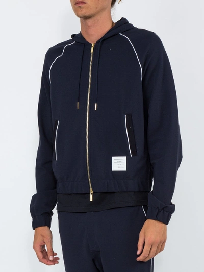 Shop Thom Browne Zip Up Hoodie