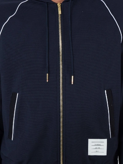 Shop Thom Browne Zip Up Hoodie