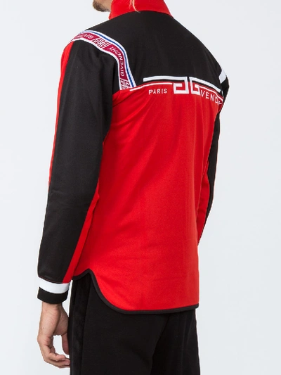 Shop Givenchy 4g Band Zipped Jacket Red/black