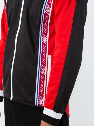 Shop Givenchy 4g Band Zipped Jacket Red/black