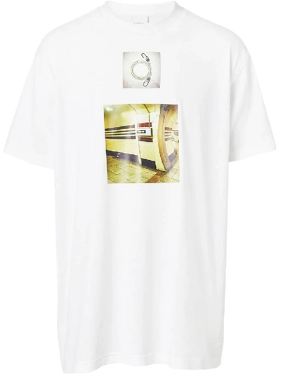 Shop Burberry Montage Print T-shirt White