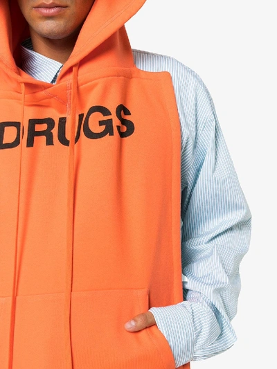 Shop Raf Simons Drugs Printed Sleeveless Hooded Pannel In Orange