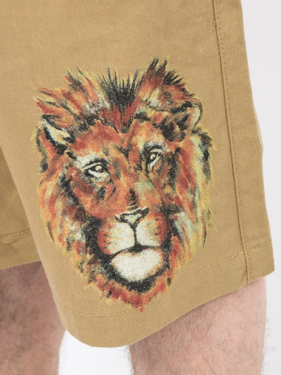 Shop Loewe Lion Printed Shorts In Neutral