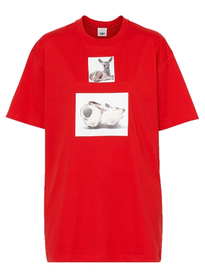 Shop Burberry Deer Print T-shirt