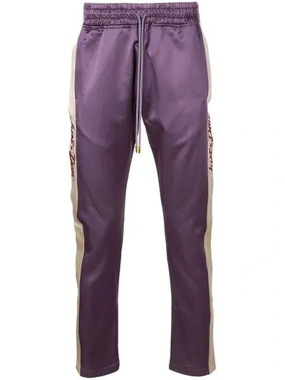 Shop Just Don Purple Satin Side Stripe Tearaway Trousers