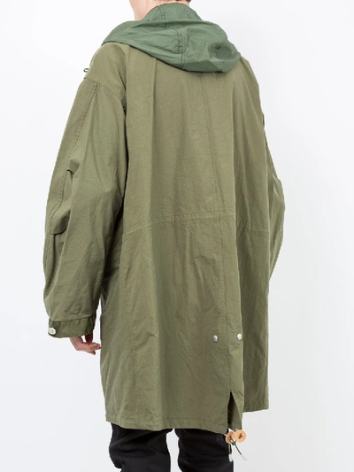 Shop Julien David Washed Nylon Parka In Green