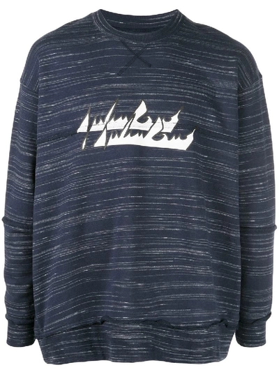 Shop Julien David Marl Logo Sweatshirt In Blue