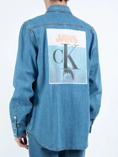 Shop Calvin Klein 205w39nyc Jaws Denim Shirt In Blue