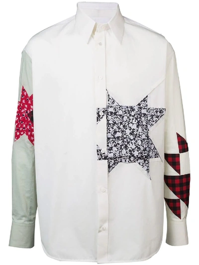 Shop Calvin Klein 205w39nyc Embellished Patchwork Shirt In White