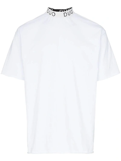 Shop Duo Logo Print Cotton T-shirt In White