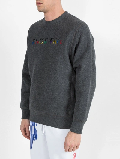 Shop Know Wave Multicolor Logo Crewneck Sweatshirt In Grey