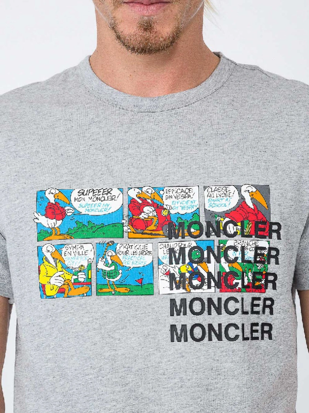 Moncler Cartoon Printed T shirt In Blu grigio ModeSens