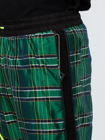 Shop Amiri Silk Plaid Track Pants In Green