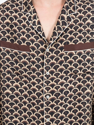 Shop Valentino Silk Scale Print Shirt In Brown