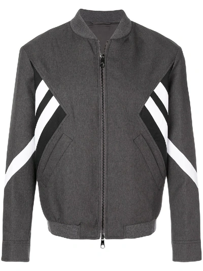 Shop Neil Barrett Striped Bomber Jacket Grey