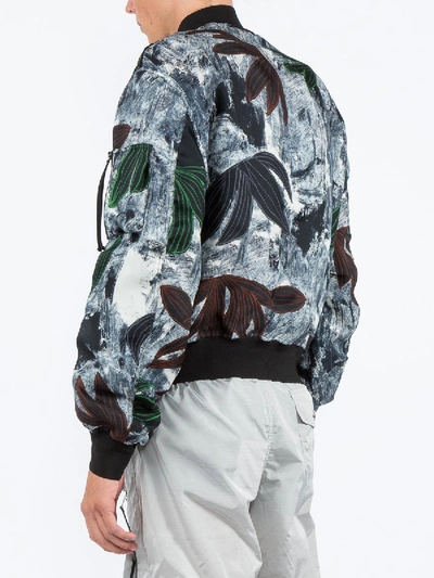 Shop Oamc Painterly Floral Bomber Jacket In Grey