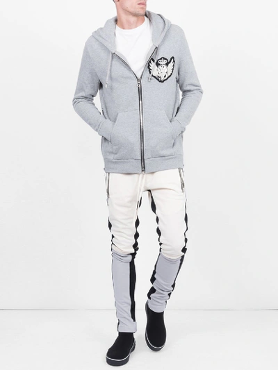 Shop Balmain Logo Zipped Hoodie