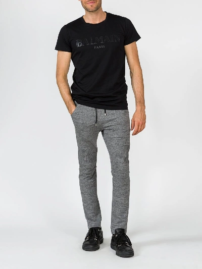 Shop Balmain Biker Sweatpants In Grey