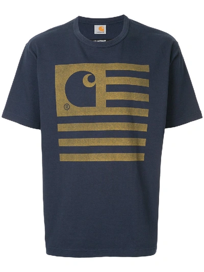 Shop Junya Watanabe Printed T-shirt X Carhartt In Blue