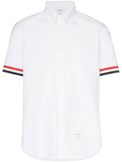 Shop Thom Browne Grosgrain Cuff Short Sleeve Shirt