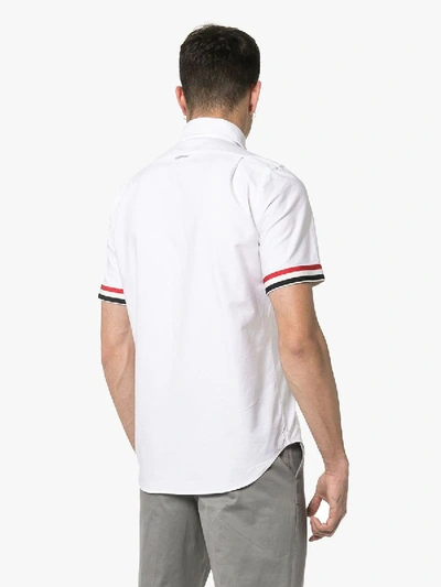 Shop Thom Browne Grosgrain Cuff Short Sleeve Shirt