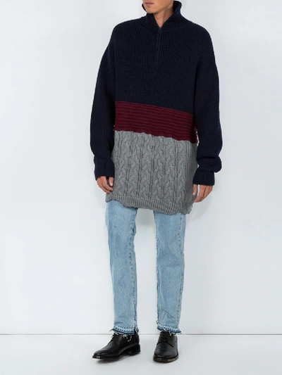 Shop Balenciaga Mixed Wool And Cotton Sweater In Multicolor
