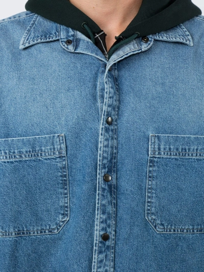 Shop Balenciaga Layered Denim Shirt Blue