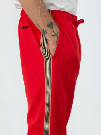 Shop Burberry Bright Red Track Trousers