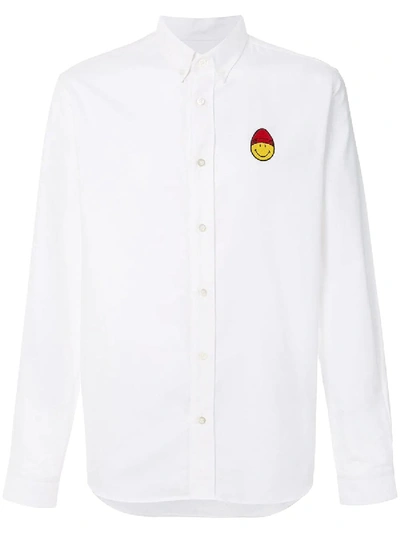 Shop Ami Alexandre Mattiussi Button-down Smiley Patch Shirt White