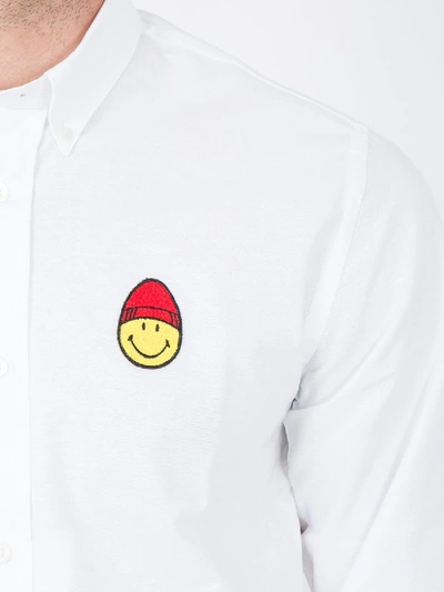 Shop Ami Alexandre Mattiussi Button-down Smiley Patch Shirt White