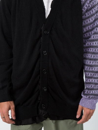 Shop Raf Simons Cotton Cardigan With Contrast Sleeve Grey