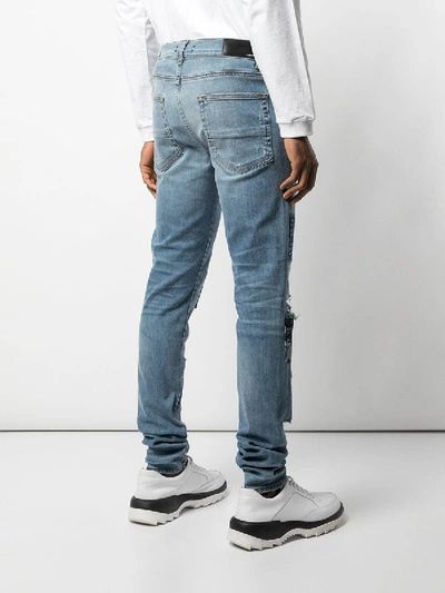 Shop Amiri Japanese Repair Jeans Blue