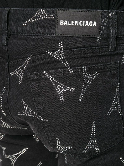 Shop Balenciaga Eiffel Tower Print Slim Jeans