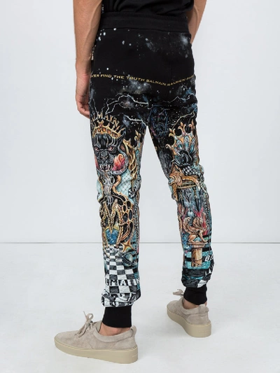 Shop Balmain Psychedelic Print Sweats In Black