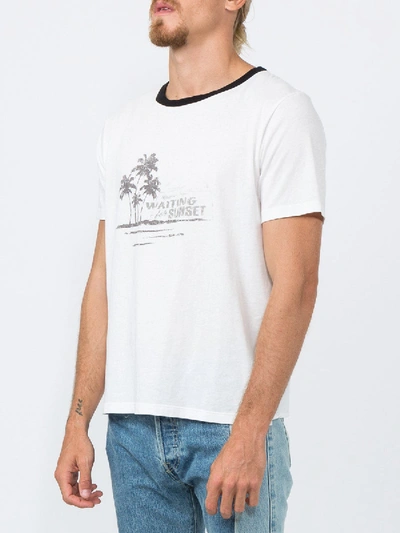 Shop Saint Laurent Waiting For Sunset T-shirt White Black Collar