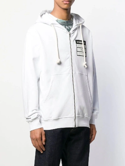 Shop Maison Margiela Stereotype Zip Front Hoodie In White