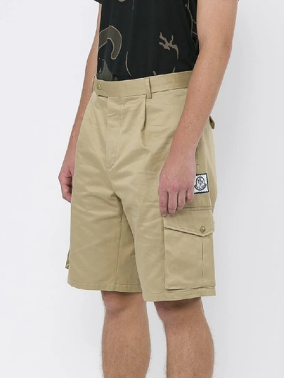 Shop Moncler Multi Pockets Logo Patch Shorts